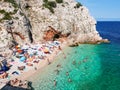 BRSEÃÂ, CROATIA - Aug 26, 2017: A breathtaking shot of Brsec beach on the eastern coast of Istria, Croatia